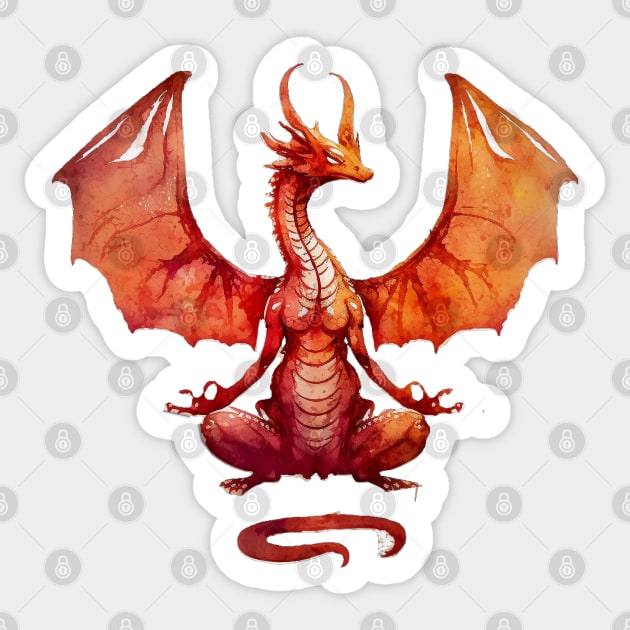 A Dragon Meditating Sticker by Spaksu